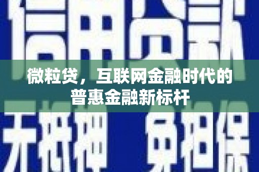 北关微粒贷，互联网金融时代的普惠金融新标杆