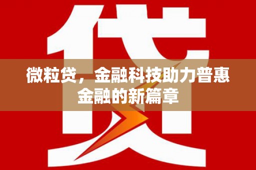 北关微粒贷，金融科技助力普惠金融的新篇章
