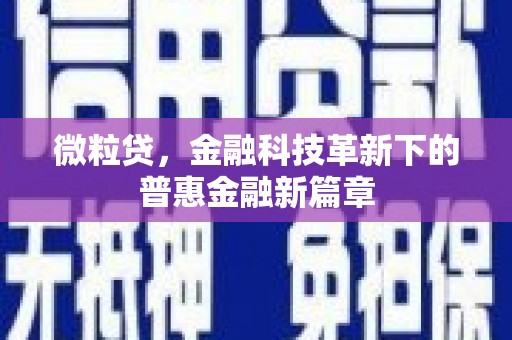 北关微粒贷，金融科技革新下的普惠金融新篇章