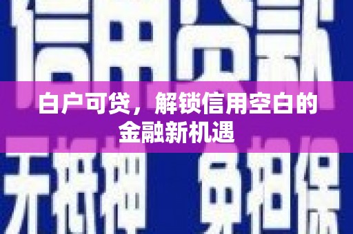 北关白户可贷，解锁信用空白的金融新机遇
