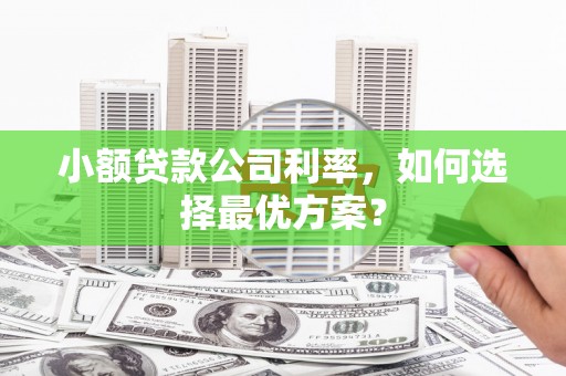 北关小额贷款公司利率，如何选择最优方案？