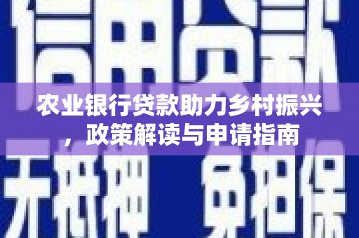 北关农业银行贷款助力乡村振兴，政策解读与申请指南