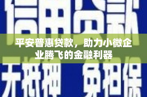 北关平安普惠贷款，助力小微企业腾飞的金融利器