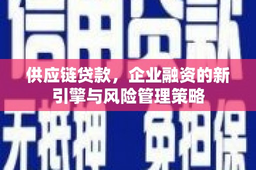 北关供应链贷款，企业融资的新引擎与风险管理策略